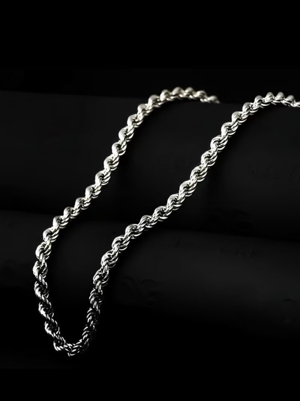 Sterling-Look Rope Chain Necklace in Shiny Silver 3mm